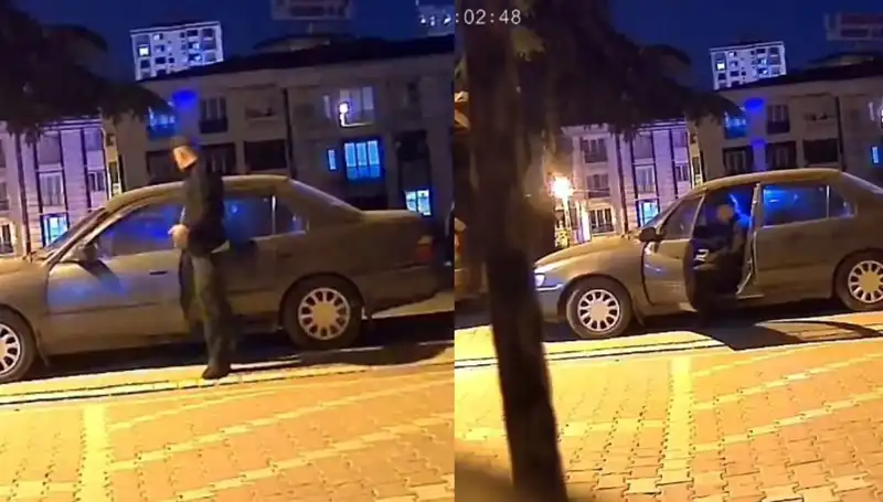 Park Halindeki Otomobili Saniyeler İçinde Çalan Hırsızın Yakalaması Zor Oldu!